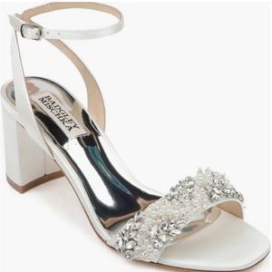 Badgley Mischka Clara White Satin 6 1/2
